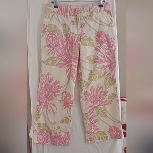 Floral Pink and Green Women's Pants